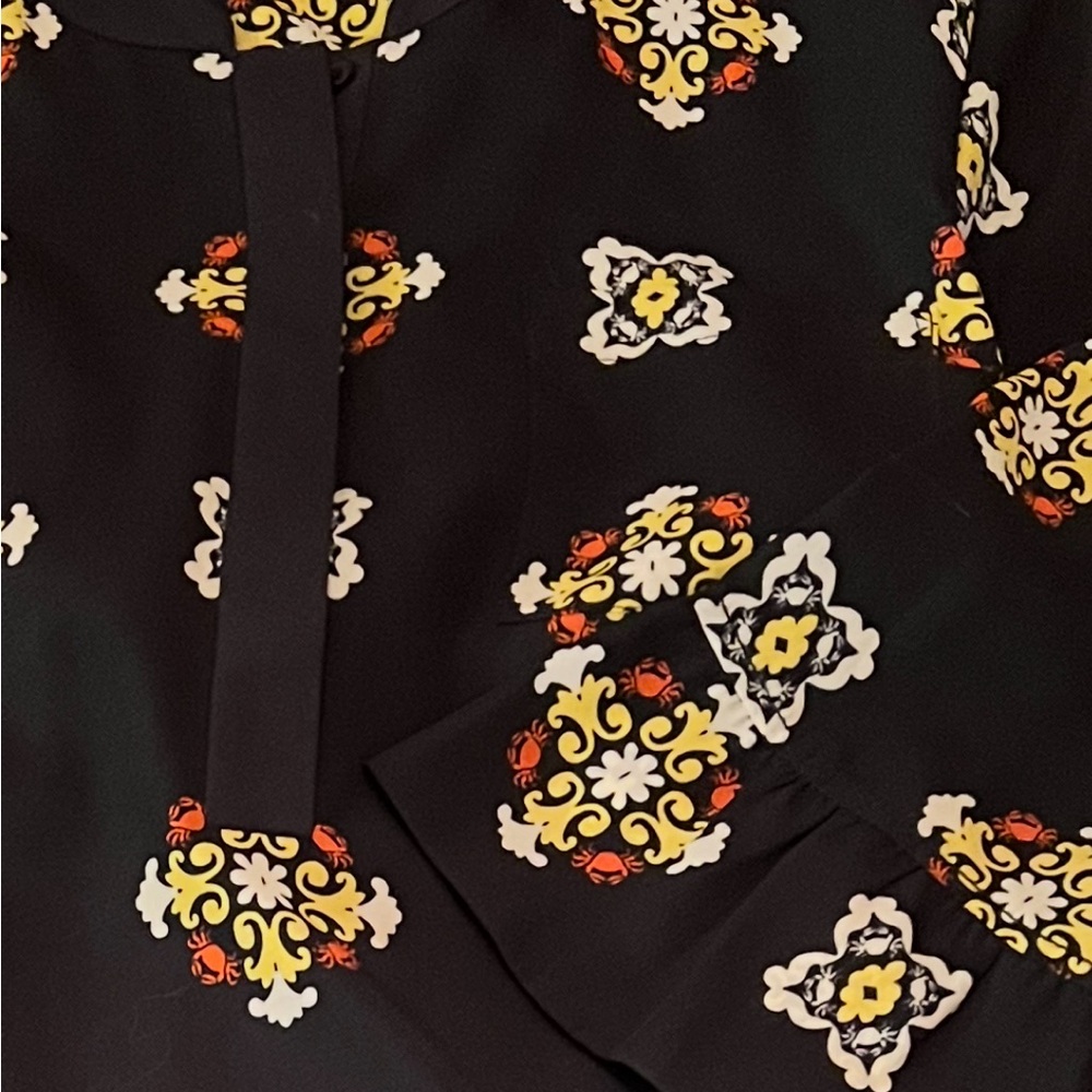 Crown & Ivy Navy Dress with Orange and Yellow Accents